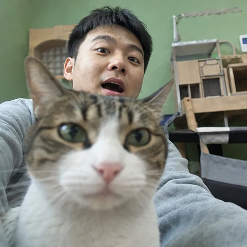 AI 生成的匿名宠物用品卖家与猫自拍